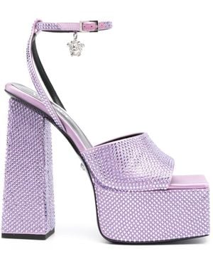 Versace Open-Toe High-Heeled Sandals - Purple