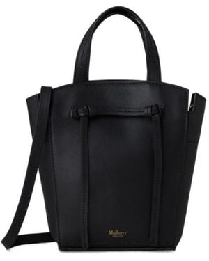Mulberry Clovelly Logo Printed Mini Tote Bag - Black