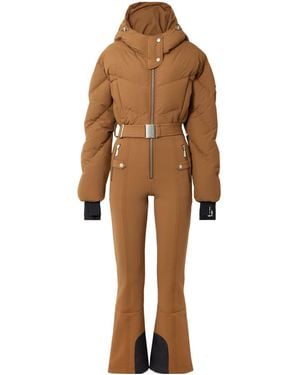 CORDOVA Ajax Hooded Belted Recycled Quilted Down Ski Suit - Brown
