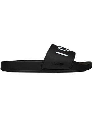 DSquared² Printed Flat Slippers - White