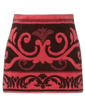 Valentino Cotton Terry Jacquard Miniskirt - Red