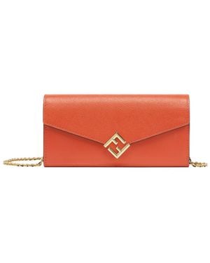 Fendi Ff Diamonds Chain-Linked Continental Wallet - White