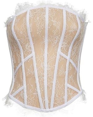 GIUSEPPE DI MORABITO Lace Bustier Top - White