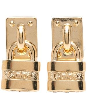 Chloé Padlock-Detail Earrings - Metallic