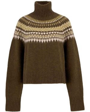 Barbour Lorrie Fair Isle Roll-Neck Jumper - Green
