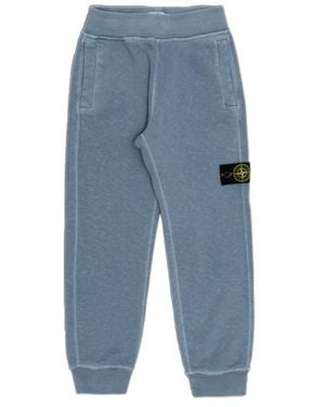 Stone Island Junior Logo Patch Straight Leg Pants - Blue