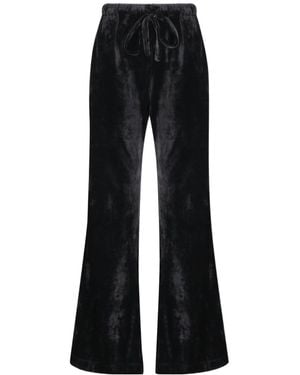 Fendi Wide-Leg Drawstring Velvet Pants - Black