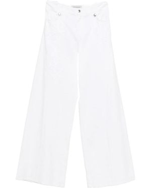 ERMANNO FIRENZE High Waist Embroidered Trousers - White