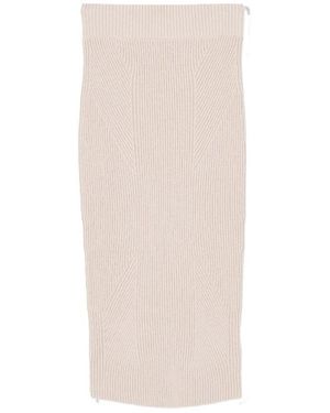 Burberry Ribbed-Knit Mid-Length Skirt - Natural