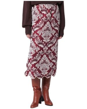 FARM Rio Jacquard Midi Skirt - Red
