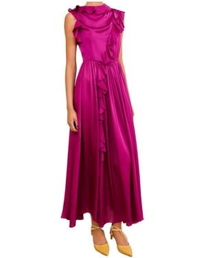 Ulla Johnson Saanvi Cascading Ruffle Dress - Purple