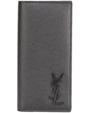Saint Laurent Long Logo Appliqué Wallet - Grey