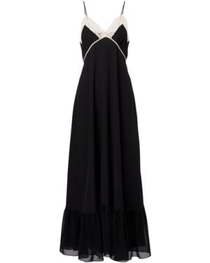 Chloé Lace-Trimmed Silk Chiffon Midi Dress - Black