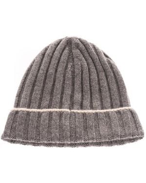 Brunello Cucinelli Turn-Up Brim Ribbed Beanie - Brown