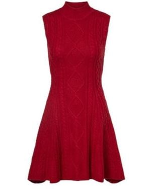 STAUD Charade Cable-Knit Wool-Blend Minidress - Red