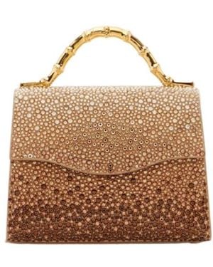 Elie Saab Coquette Embellished Top-Handle Bag - Brown