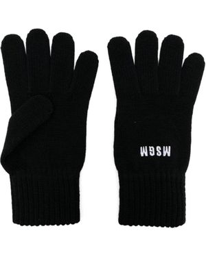 MSGM Logo-Embroidered Knitted Gloves - Black