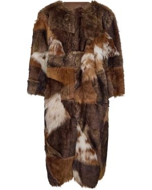 Prada Patchwork Shearling Jacket - Brown
