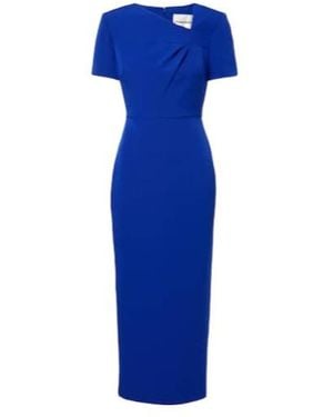Roland Mouret Draped Crêpe Midi Dress - Blue