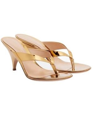 Gianvito Rossi Metallic Leather Mules - Natural