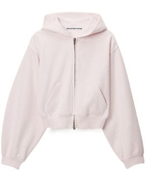 Alexander Wang Logo Print Zip-Up Hoodie - Pink