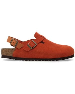 Birkenstock Tokio Buckle-Strap Suede Sandals - Red