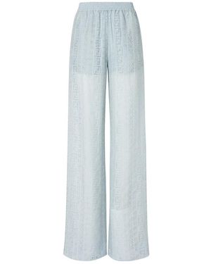 Fendi Pequin Burnout Wide-Leg Trousers - Blue