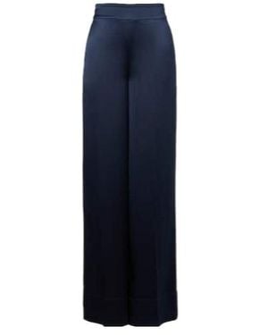 JOSEPH Dijon Silk Satin Wide-Leg Trousers - Blue