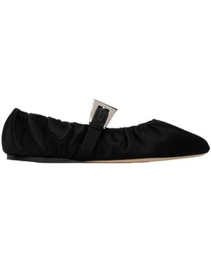 Paris Texas Sveva Plisse Buckle Ballet Flats - Black