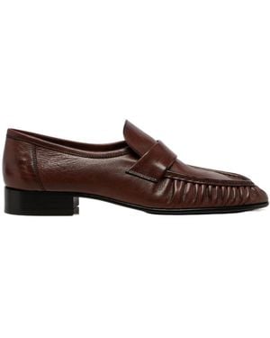 The Row Crinkled Leather Loafers - Brown
