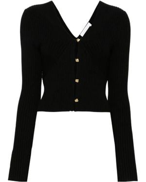 Chloé Ribbed Cropped Cardigan - Black