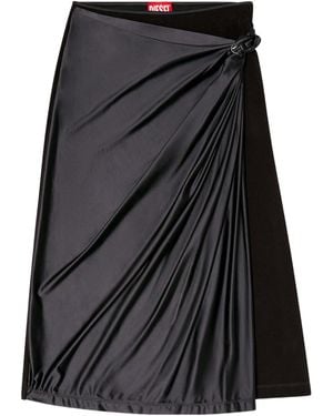 DIESEL O-Silv Draped Midi Skirt - Black