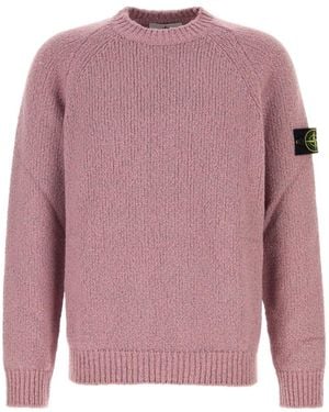 Stone Island Logo Patch Crewneck Sweater - Pink