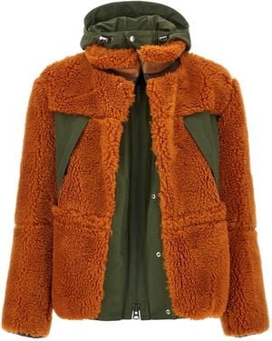 Sacai Faux Shearling Parka - Orange