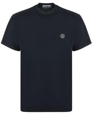 Stone Island Logo Short-Sleeved T-Shirt - Blue