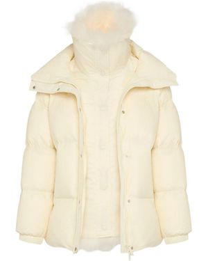 Yves Salomon Ys Army Collection: Mid-Length Down Jacket With Removable Bib And Lambswool Trim Clothing - Natural