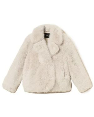 Twinset Cropped Faux Fur Coat - Natural