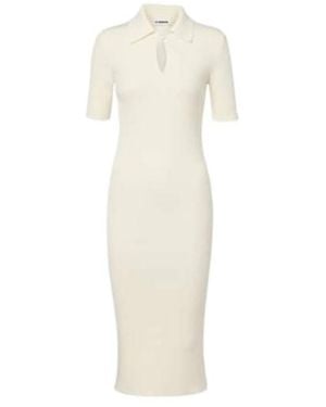 Jil Sander Knitted Wool Midi Dress - White