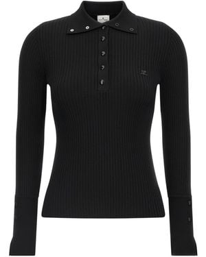 Courreges Courrèges Logo Embroidered Knitted Jumper - Black