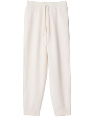 Burberry Logo Embroidered Tapered Knitted Trousers - White