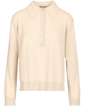 Max Mara 'S Smmfrisia Long-Sleeved Knitted Polo Shirt - Natural