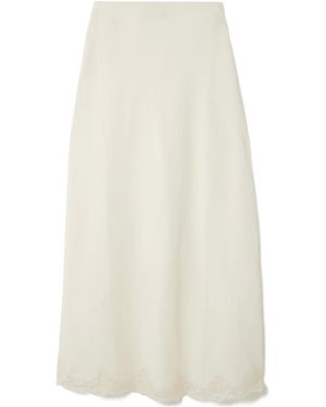 RIXO London Crystal Lace-Trimmed Linen-Blend Midi Skirt - White