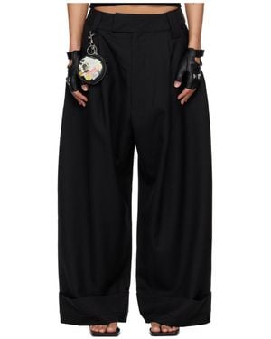 VAQUERA Wide-Leg Wool Casual Trousers - Black