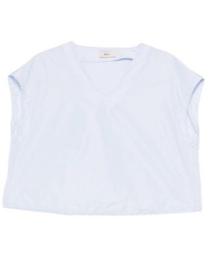 Herno Drawstring-Hem V-Neck Top - White