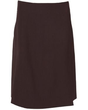 P.A.R.O.S.H. Wool-Blend Midi Skirt - Brown