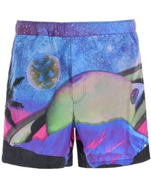 Valentino Neon Universe Swim Shorts - Blue