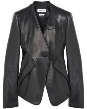 McQueen Leather Peplum Jacket - Black