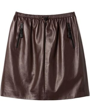 Miu Miu Nappa Leather Skirt - Brown