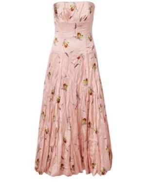 Emilia Wickstead Kaia Floral Satin Bustier Dress - Pink