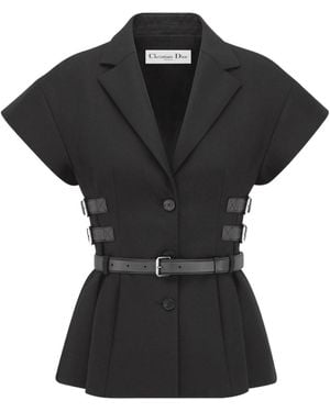 Dior Christian Paris Short-Sleeved Belted Jacket - Black